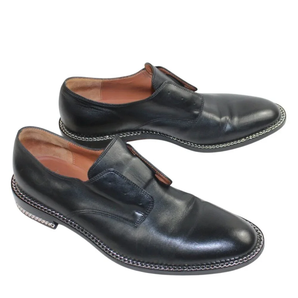 Givenchy Paris Rosanna Chain Black Leather Men’s Derby Shoe  Size 41  (US 8)